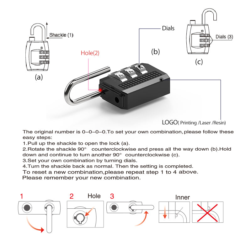 Zinc Alloy Combination Lock 01B