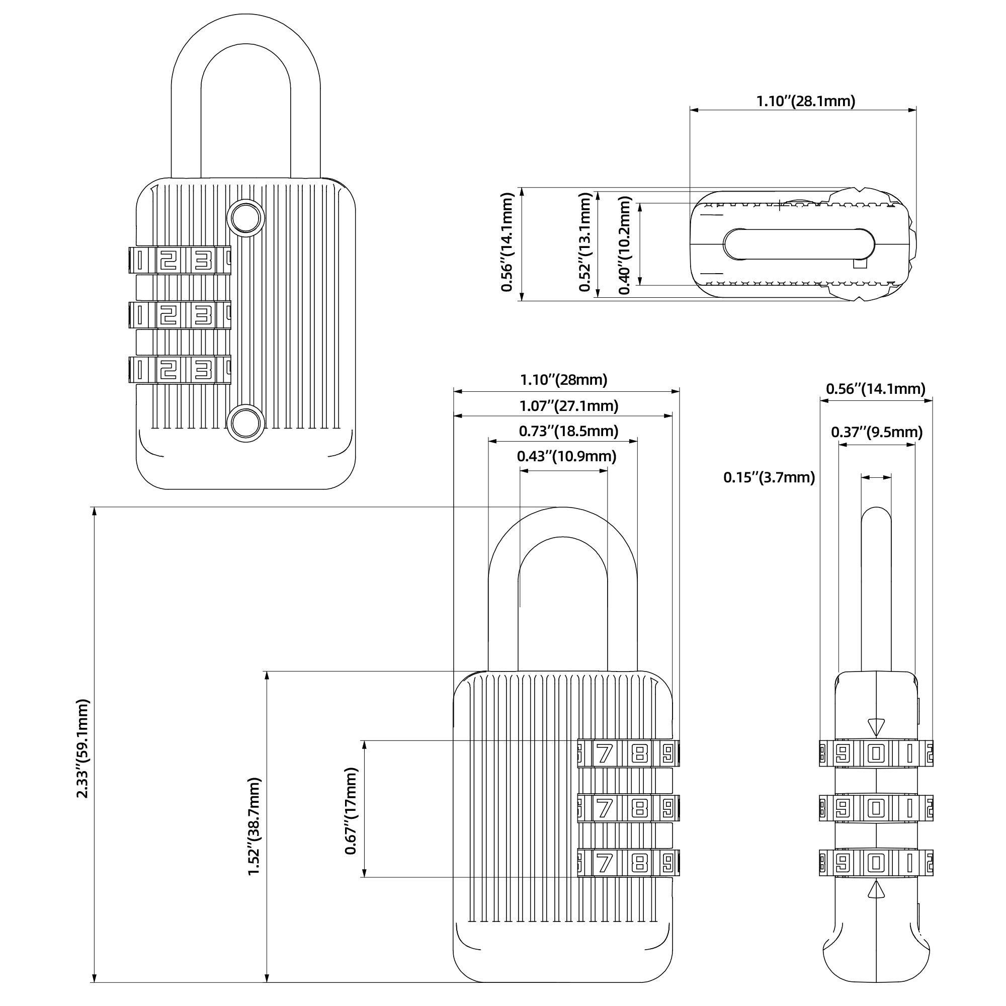 Zinc Alloy Combination Lock 01H3