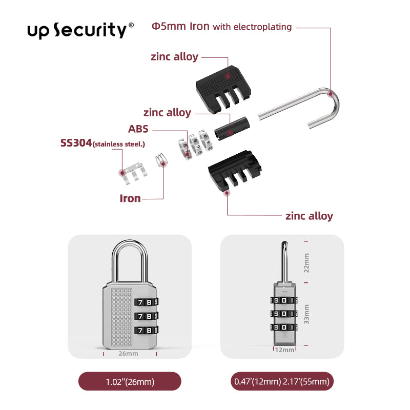 Zinc Alloy Combination Lock 02B