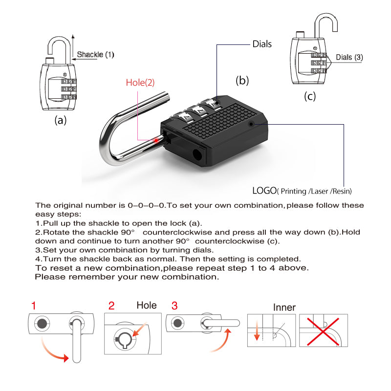 Zinc Alloy Combination Lock 03BL