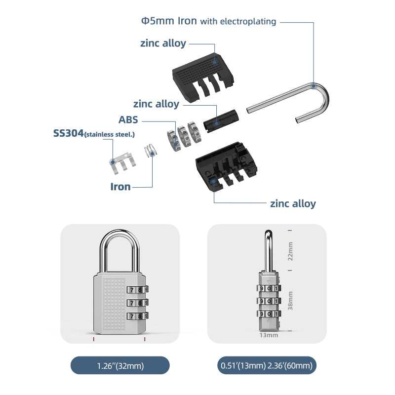 Zinc Alloy Combination Lock 03B