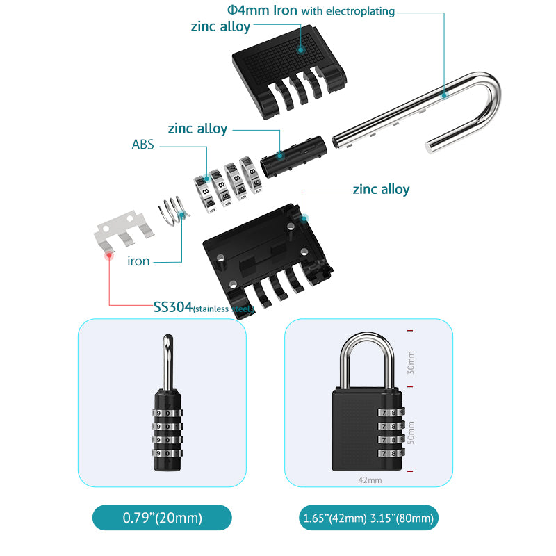 Zinc Alloy Combination Lock 04B