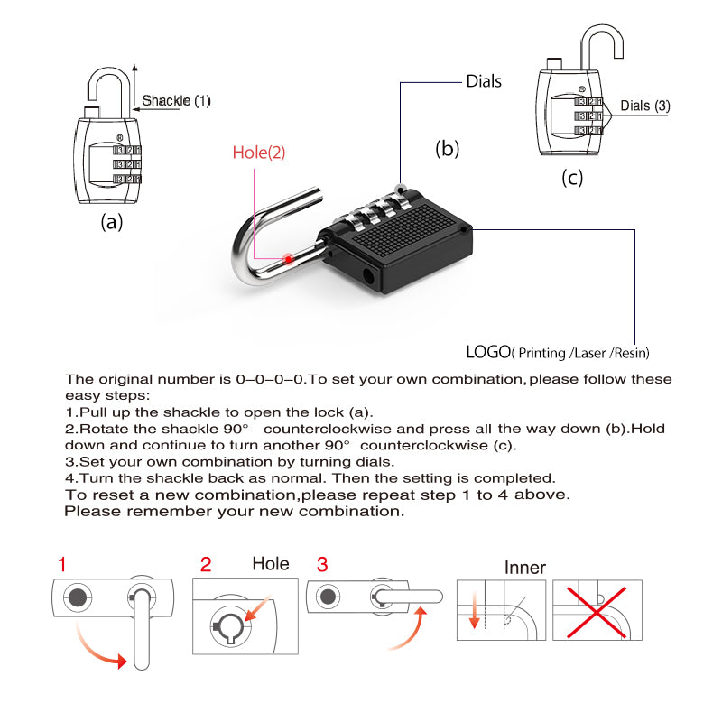 Zinc Alloy Combination Lock 04B