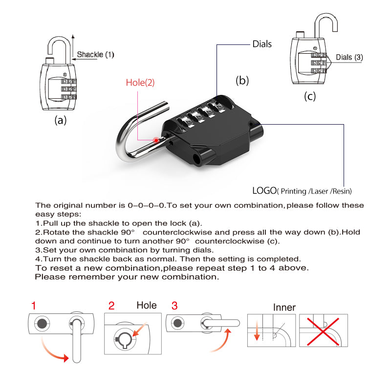 Zinc Alloy Combination Lock 04N/04NL