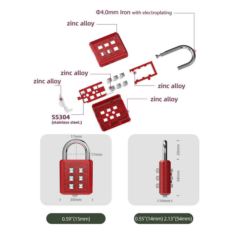 Zinc Alloy Combination Lock 06S