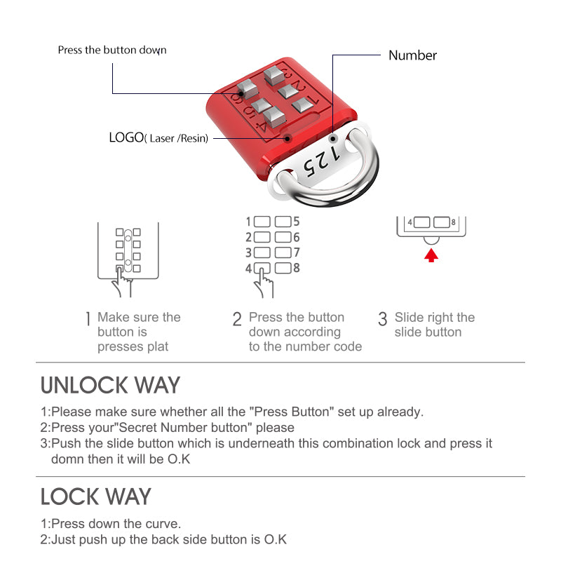 Zinc Alloy Combination Lock 06S