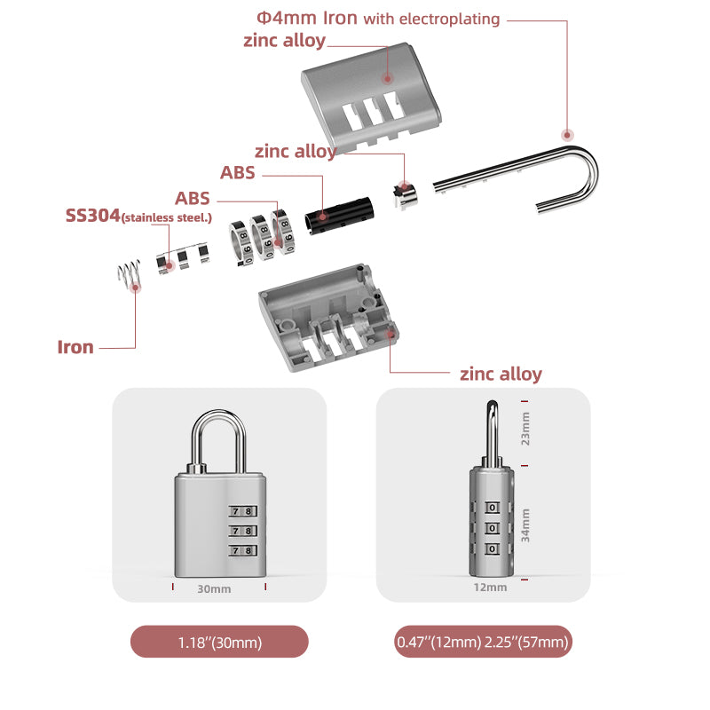 Zinc Alloy Combination Lock 24N