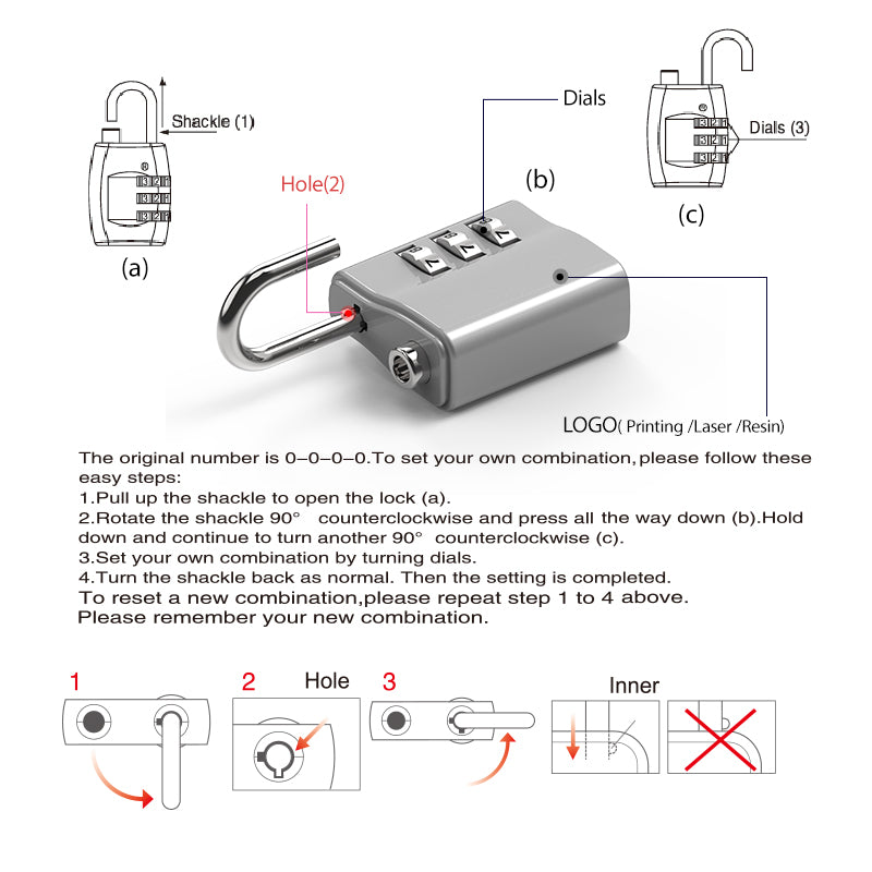 Zinc Alloy Combination Lock 24N