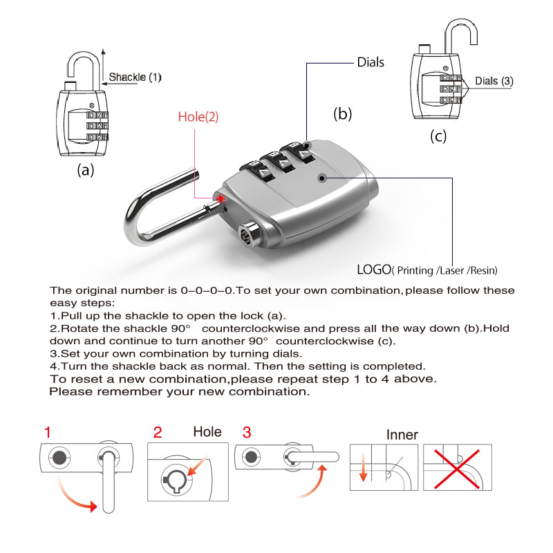 Zinc Alloy Combination Lock 25N