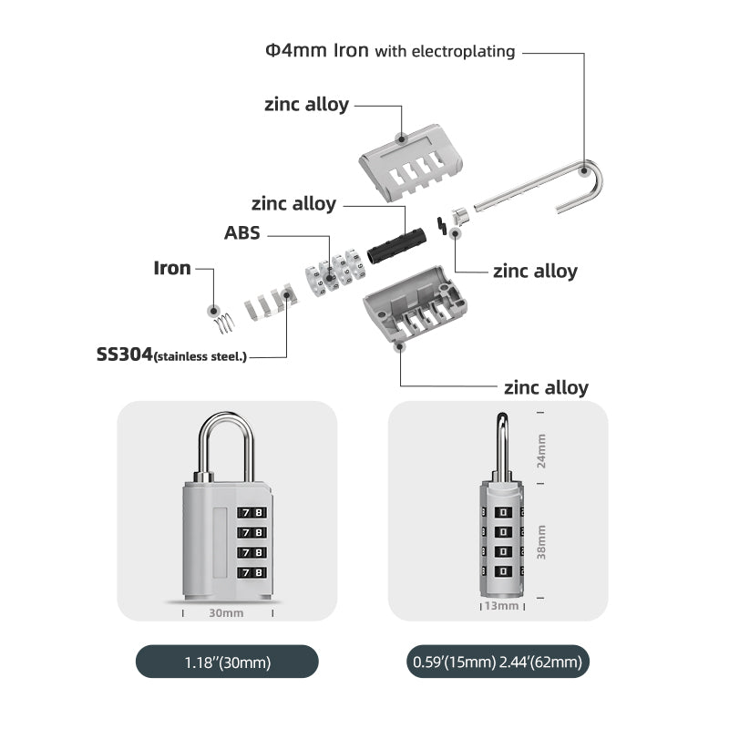 Zinc Alloy Combination Lock 28N