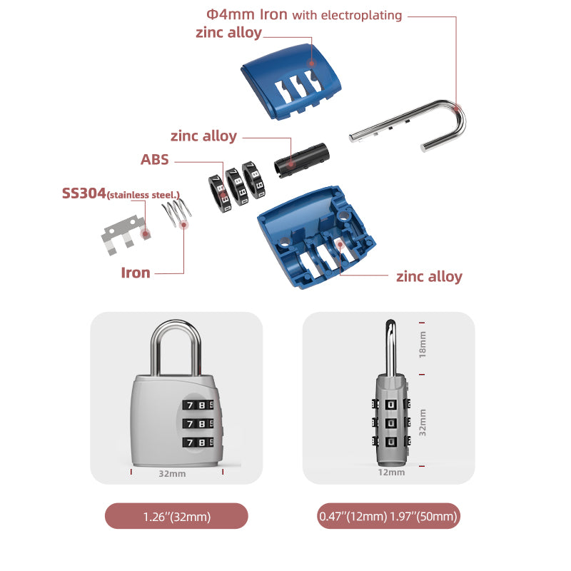 Zinc Alloy Combination Lock 29N