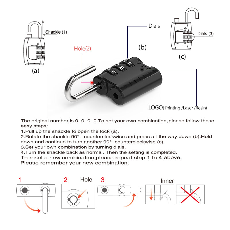 Zinc Alloy Combination Lock 33H