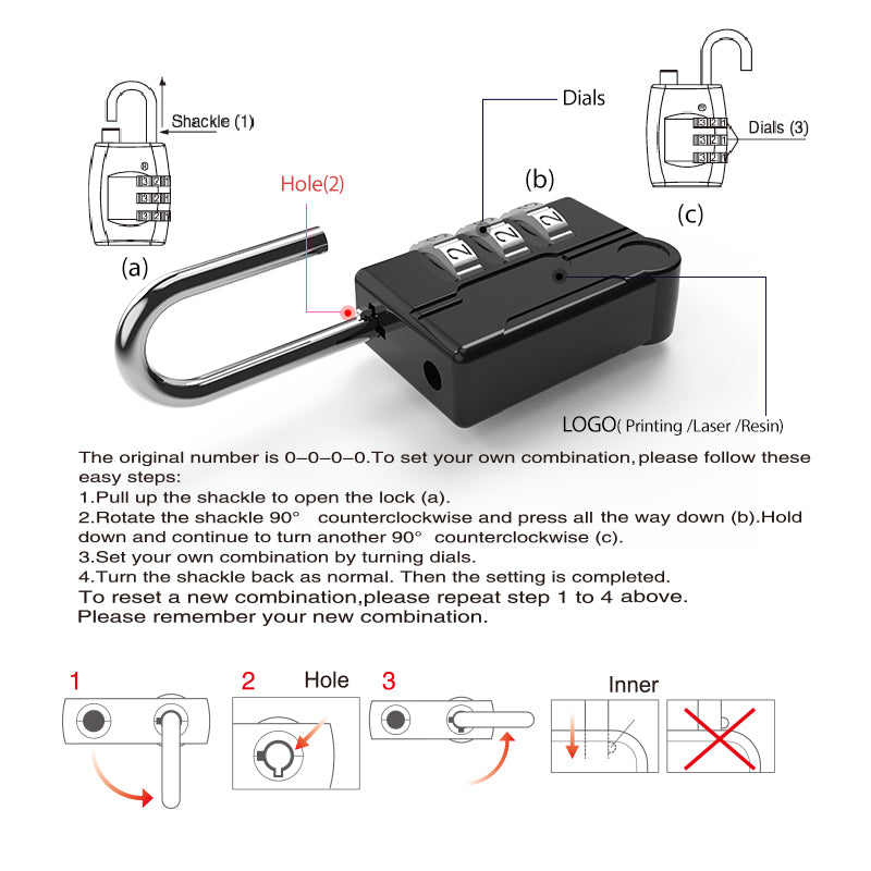 Zinc Alloy Combination Lock 813H