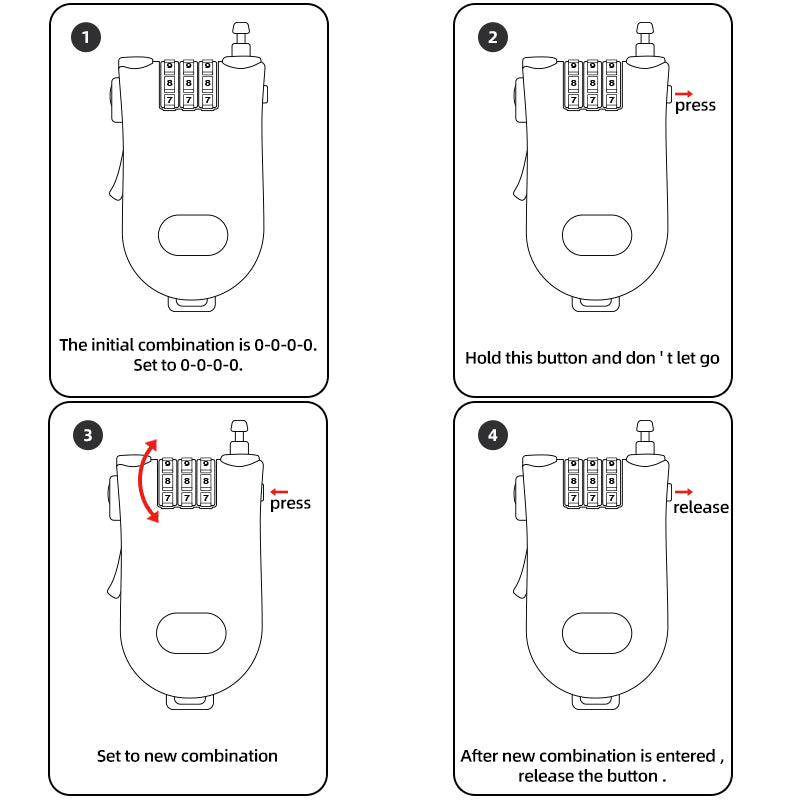 Cable Retractable Combination Lock P10