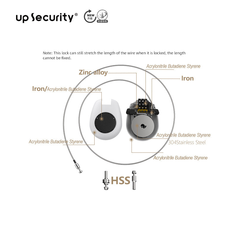 Cable Retractable Combination Lock P40/P40 Dress Up